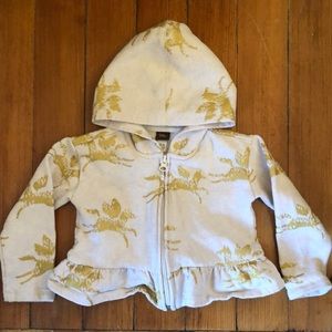 Tea Collection gold Pegasus peplum hoodie zip sweatshirt